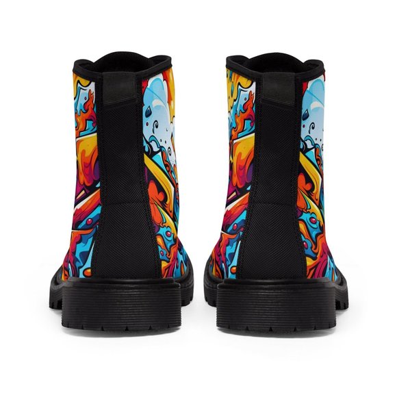 Graffiti Man Shoes, Luxury Stylish, Men's Canvas Boots, Classy Mod Art Deco Out - Picture 8 of 9